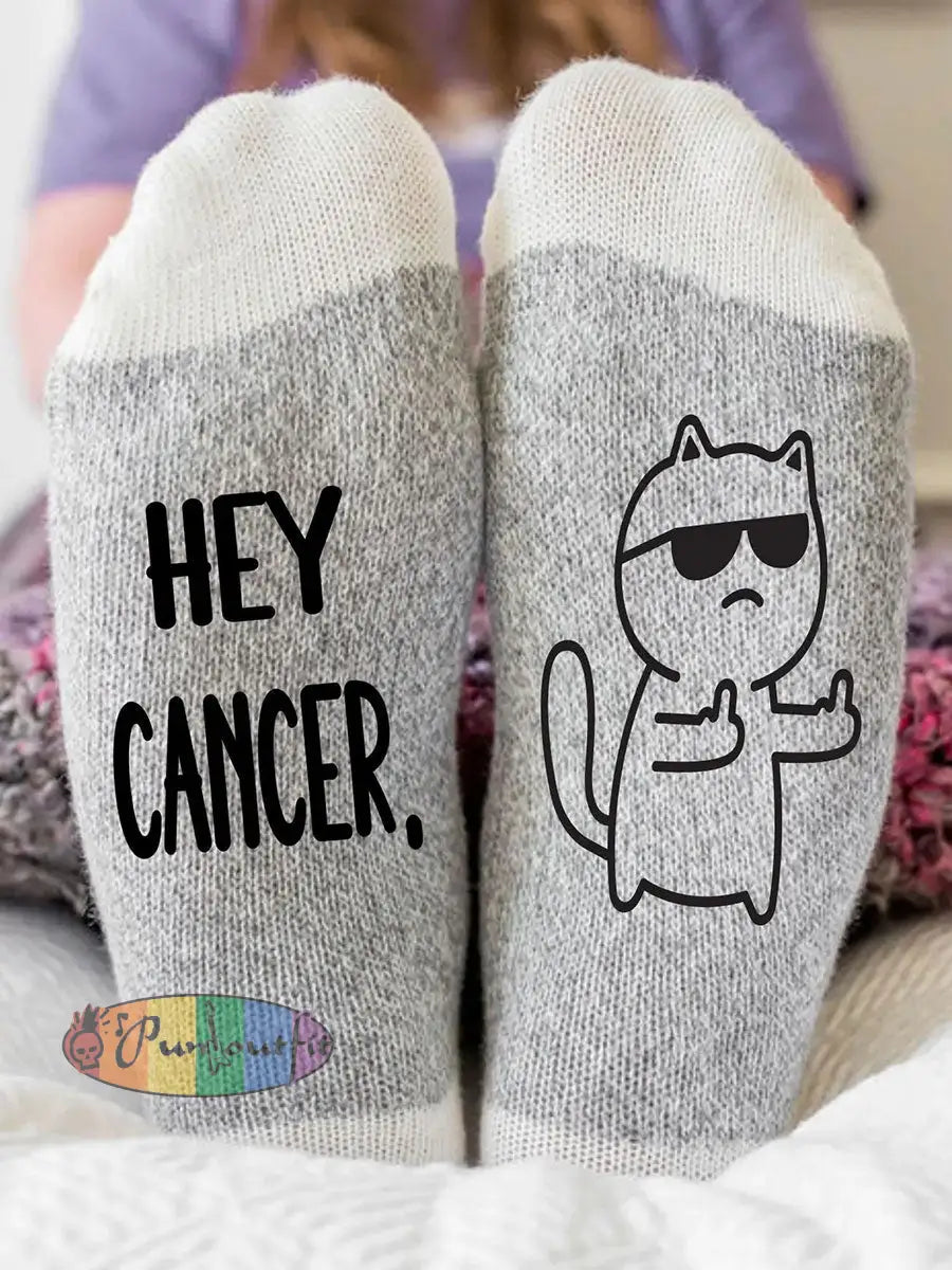 Hey cancer unisex socks Light Gray / ONE