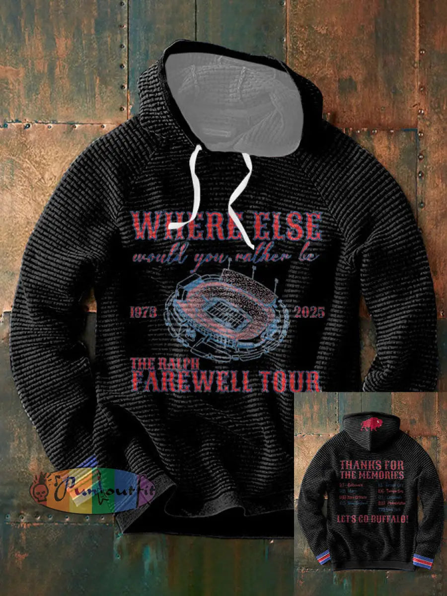 Men’s Buffalo Football Lover Printed Hoodie Black / S