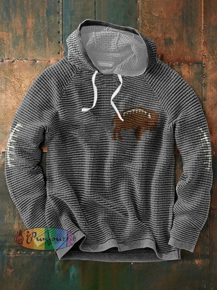 Men’s Buffalo Football Lover Printed Hoodie Light Gray / S