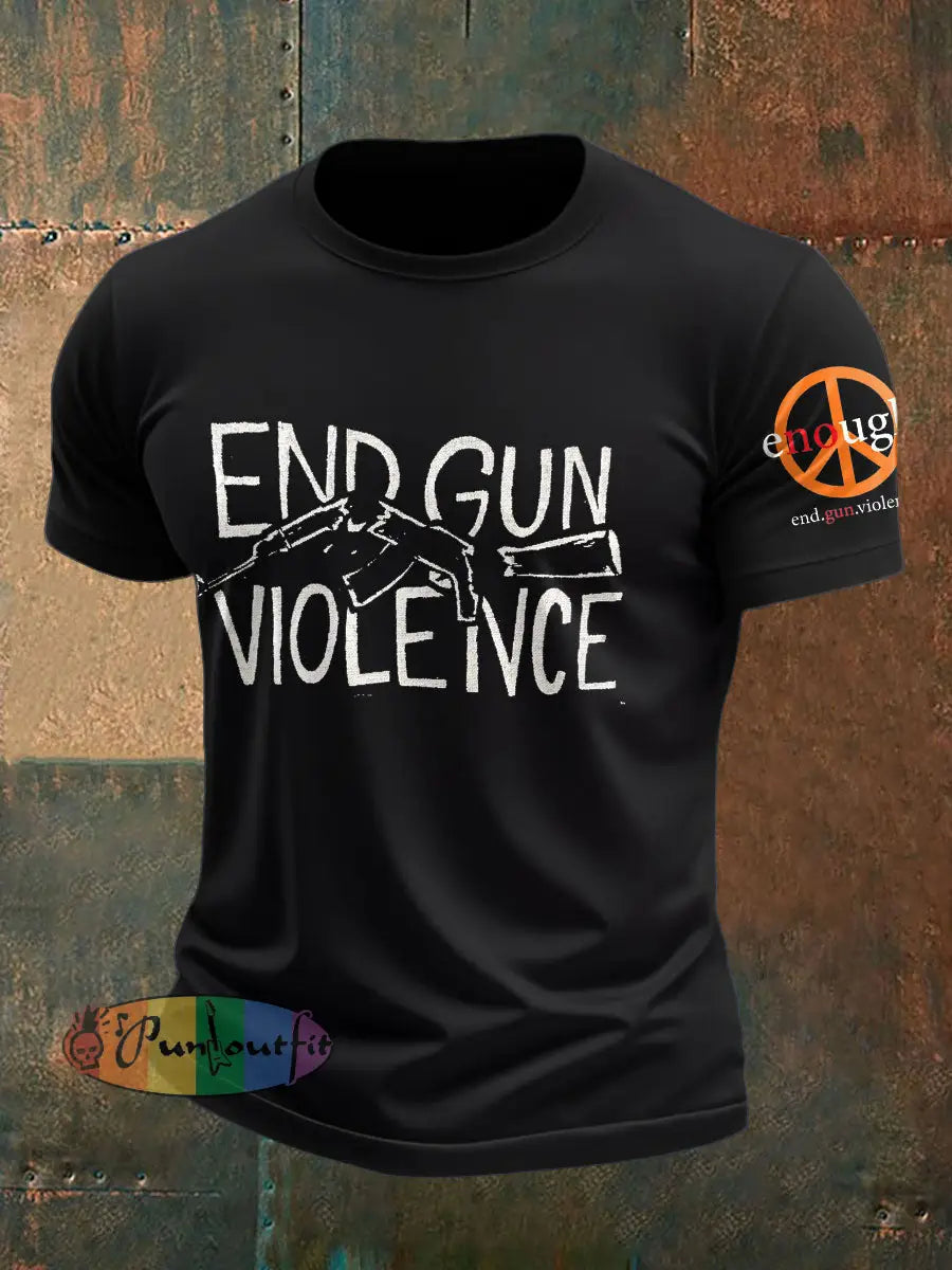 Men’s End Gun Violence Printed T-Shirt Black / S