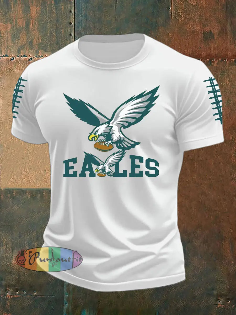 Men’s Football Fans Lovers Gameday Casual imitation cotton short sleeved T shirt White / S