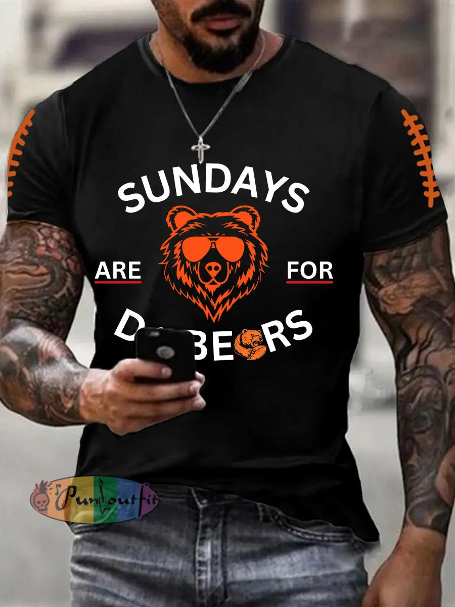Men’s Football Fans Lovers Gameday Casual Short Sleeve Tee Black / S