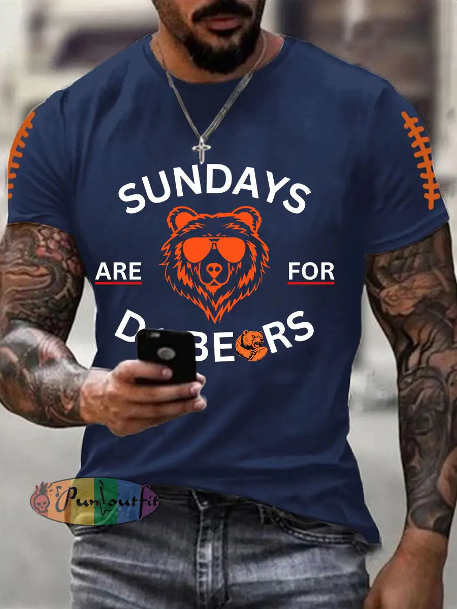 Men’s Football Fans Lovers Gameday Casual Short Sleeve Tee Navy Blue / S