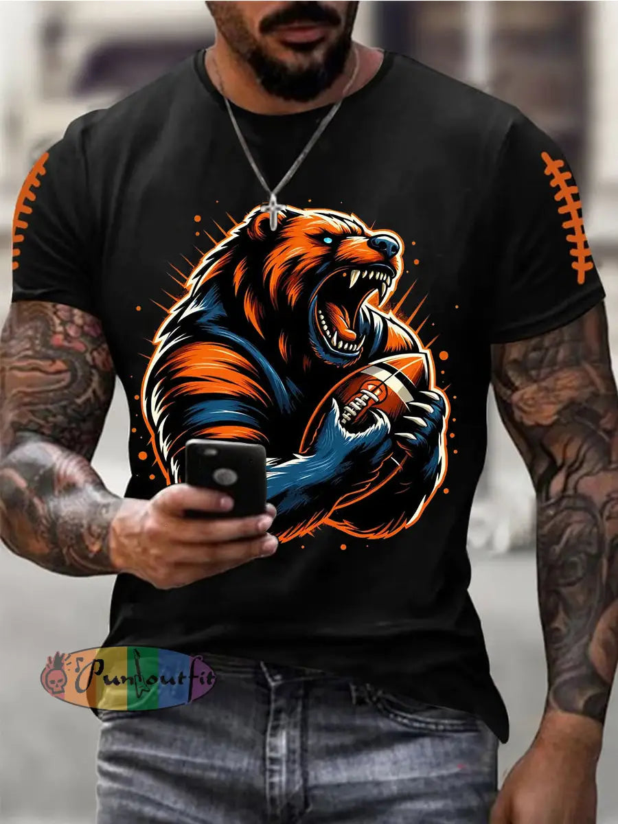 Men’s Football Fans Lovers Gameday Casual Tee Black / S
