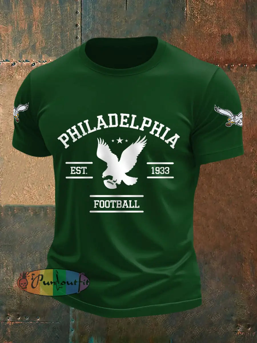 Men’s Football Fans Lovers Gameday Casual Tee Dark Green / S