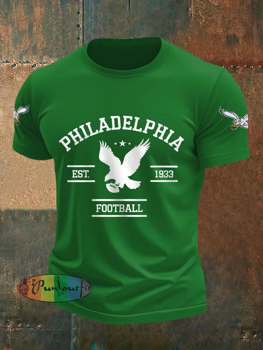 Men’s Football Fans Lovers Gameday Casual Tee Green / S