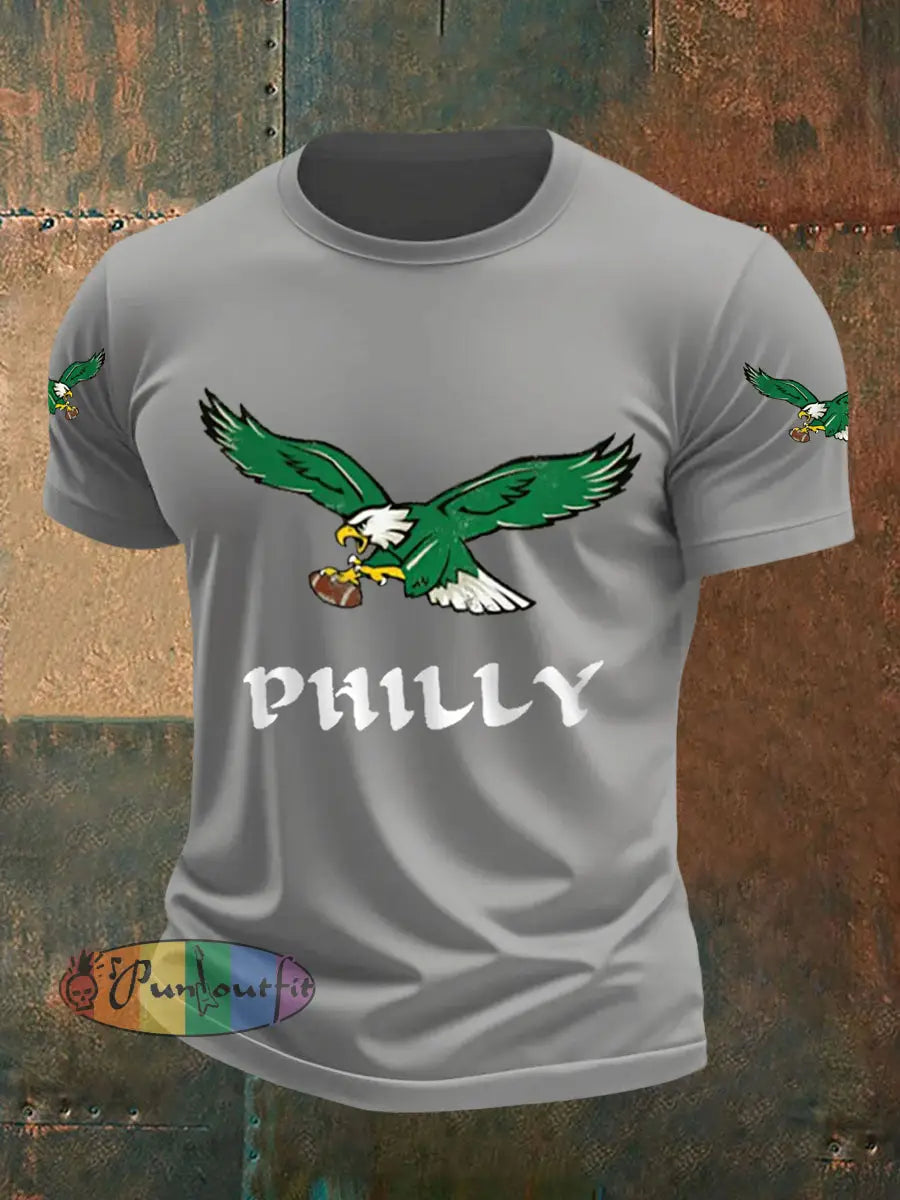 Men’s Football Fans Lovers Gameday Casual Tee Light Gray / S