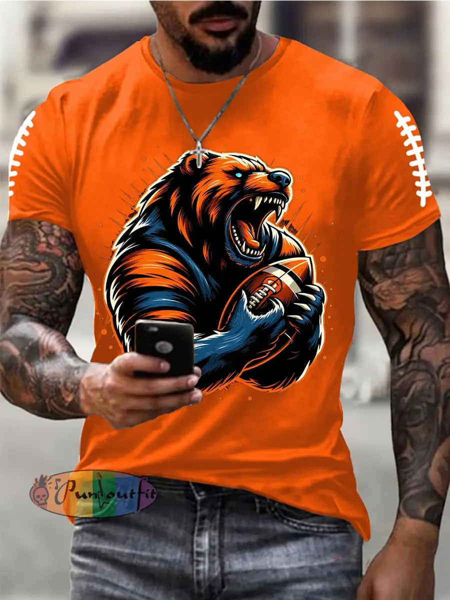 Men’s Football Fans Lovers Gameday Casual Tee Orange / S