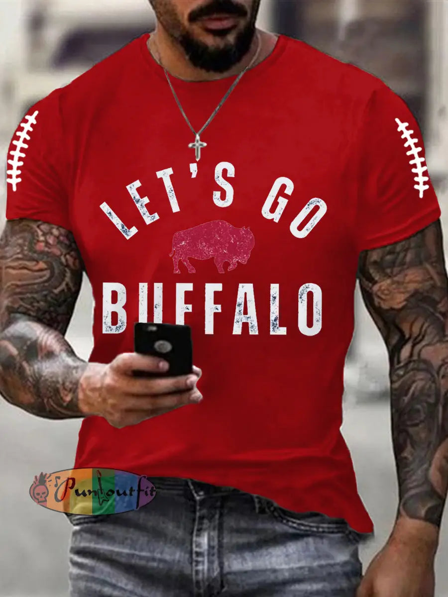Men’s Football Fans Lovers Gameday Casual Tee Pure Red / S