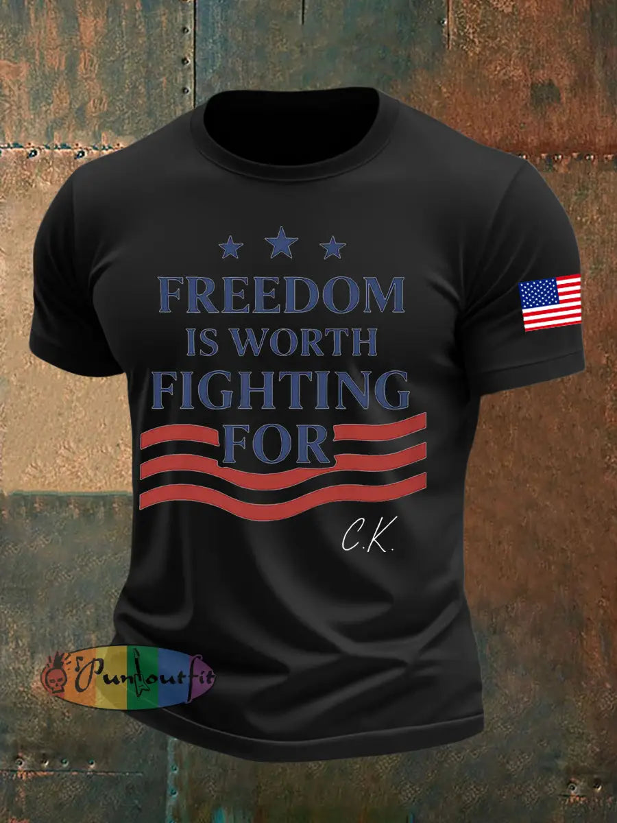 Men’s Freedom Is Worth Fighting For Printed T-shirt Black / S