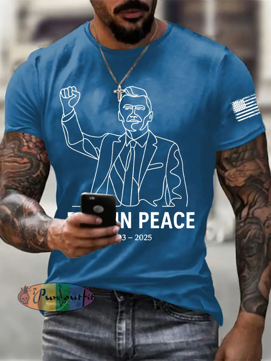 Men’s Freedom Printed Casual T-shirt Blue / S