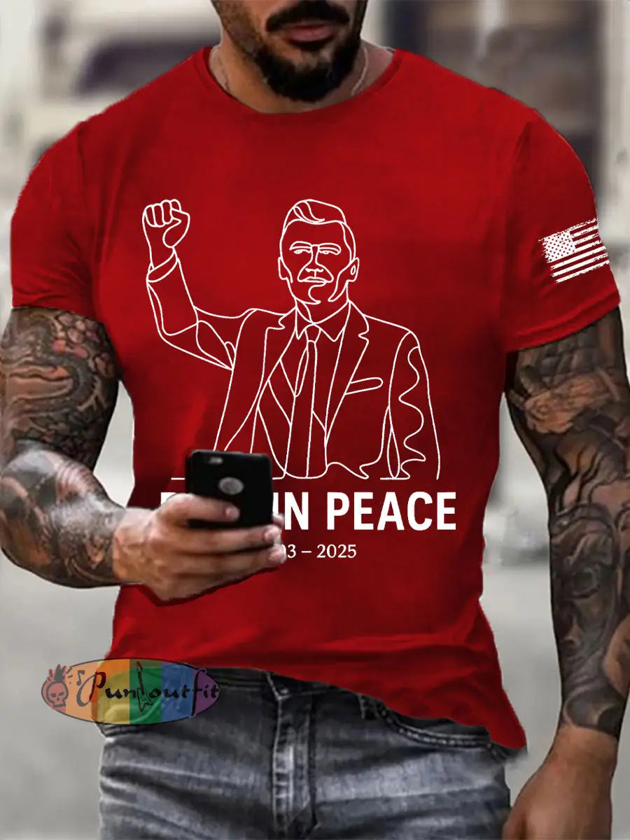 Men’s Freedom Printed Casual T-shirt Pure Red / S