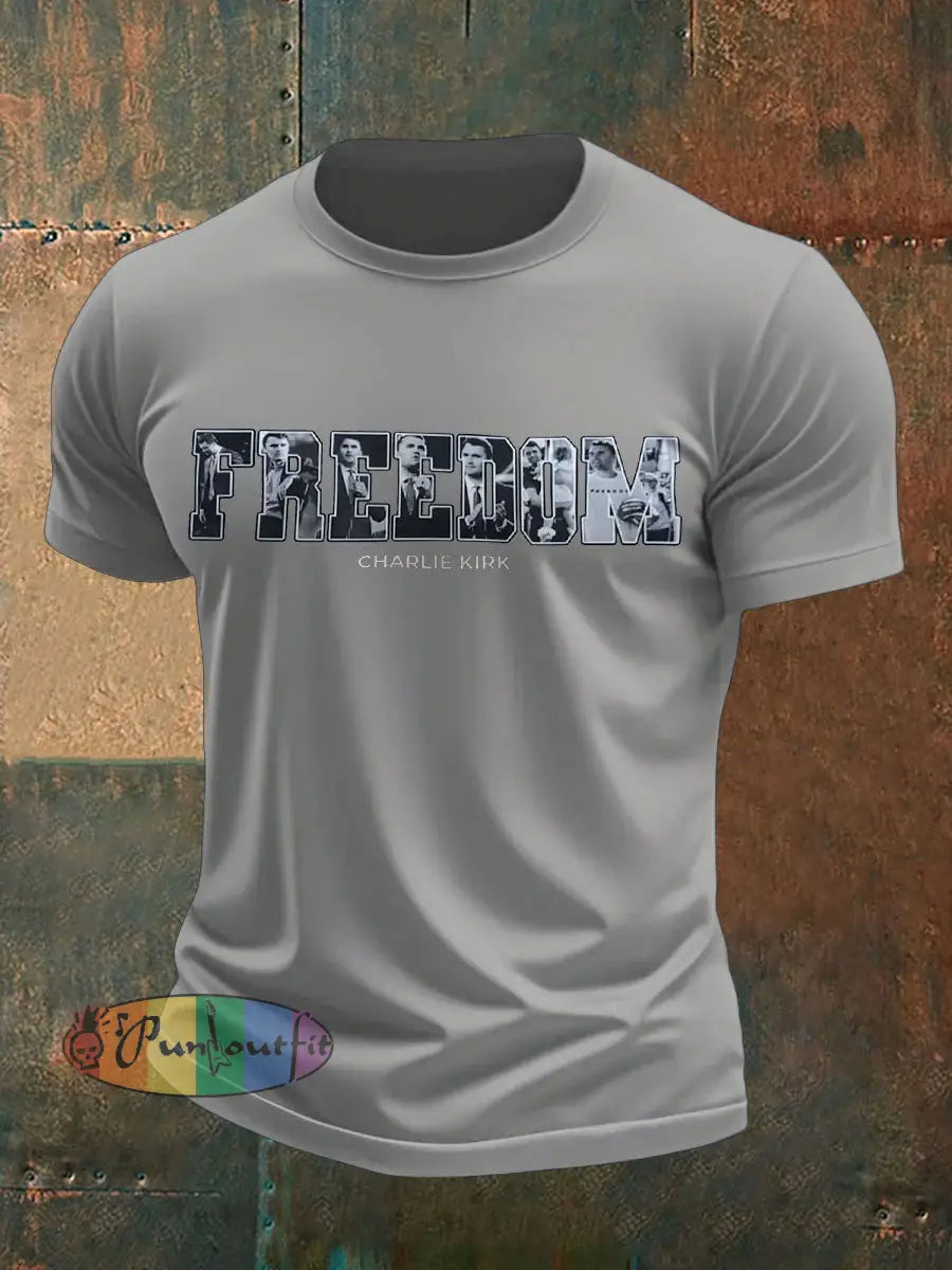 Men’s Freedom Printed T-shirt Light Gray / S