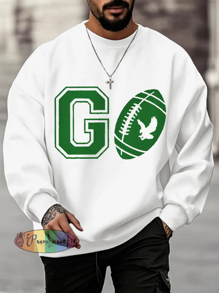 Men’s Go Birds! Football Fans Lovers Gameday Casual Sweatshirt White / S
