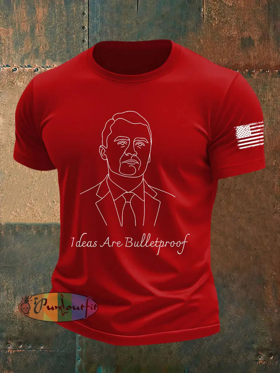 Men’s Ideas Are Bulletproof Printed Casual T-shirt Pure Red / S