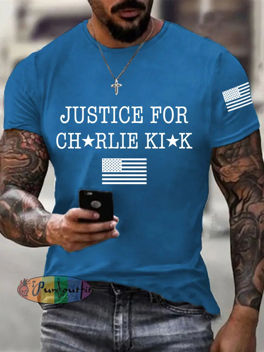 Men’s Justice for Charlie Kirk R.I.P Charlie Kirk Tee Blue / S