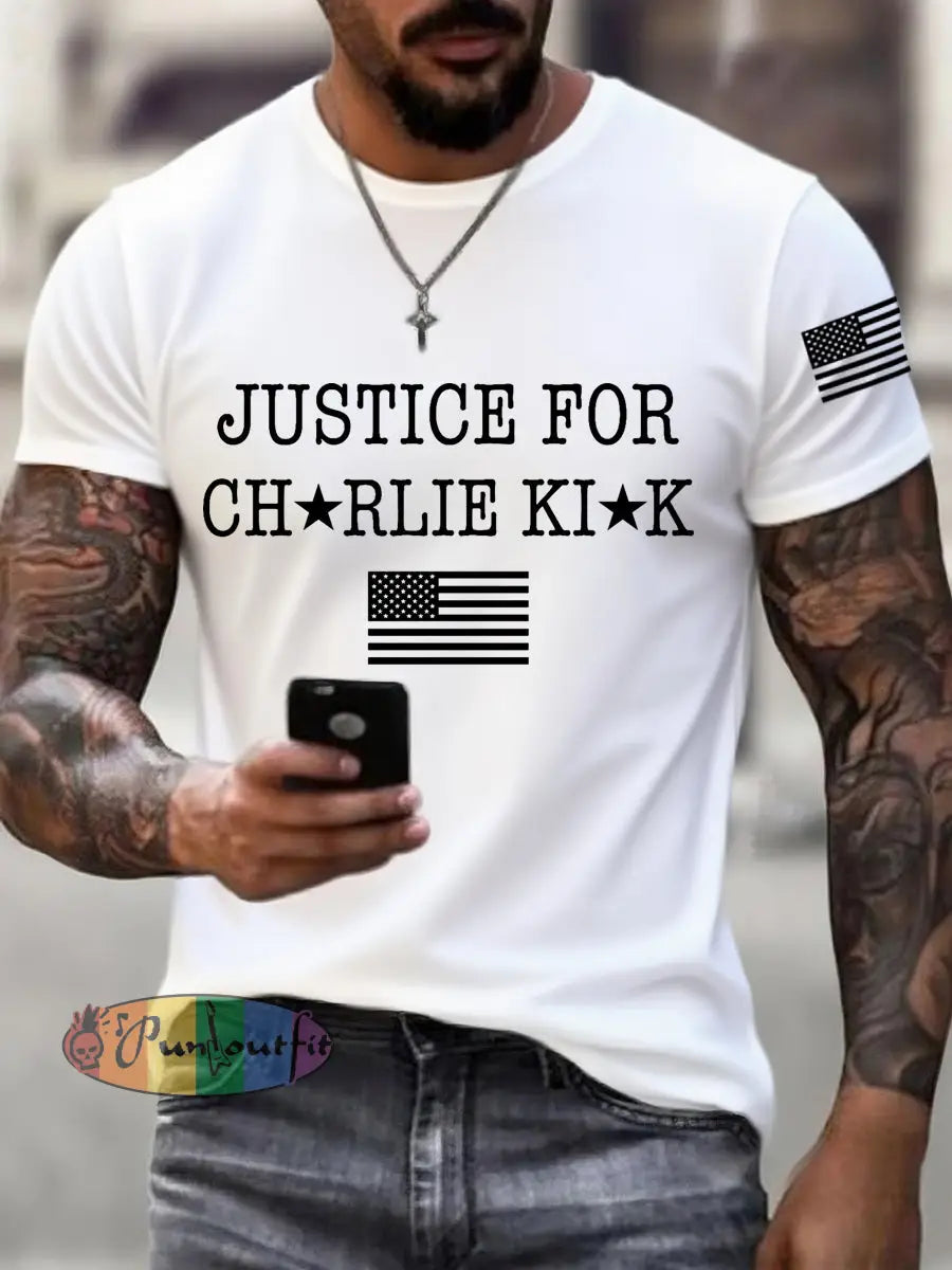 Men’s Justice for Charlie Kirk R.I.P Charlie Kirk Tee White / S