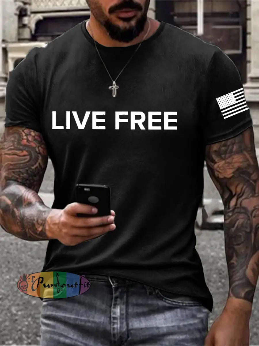 Men’s Live Free Printed T-shirt Black / S