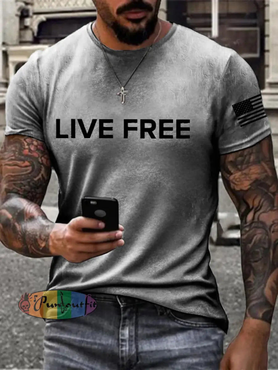 Men’s Live Free Printed T-shirt Light Gray / S