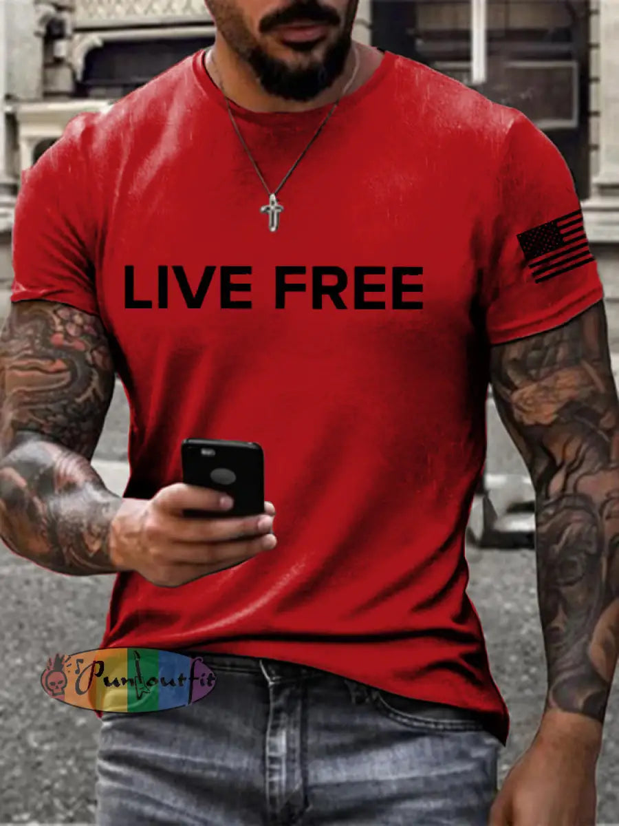 Men’s Live Free Printed T-shirt Pure Red / S