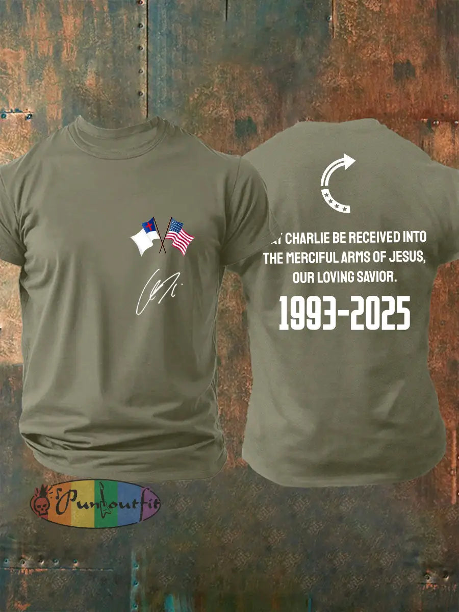 Men’s ’May Charlie be accepted into the compassionate arms of our loving Savior Jesus’ Charlie Kirk signed