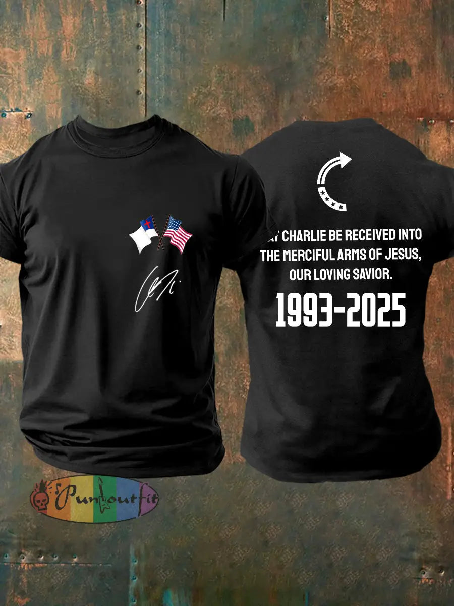 Men’s ’May Charlie be accepted into the compassionate arms of our loving Savior Jesus’ Charlie Kirk signed