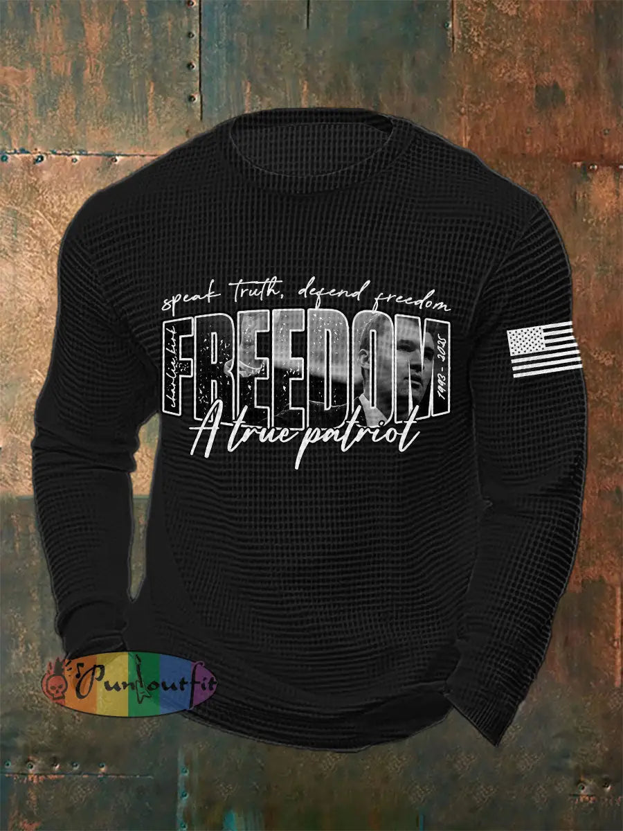 Men’s Patriot Waffle Long Sleeve T-shirt Black / S
