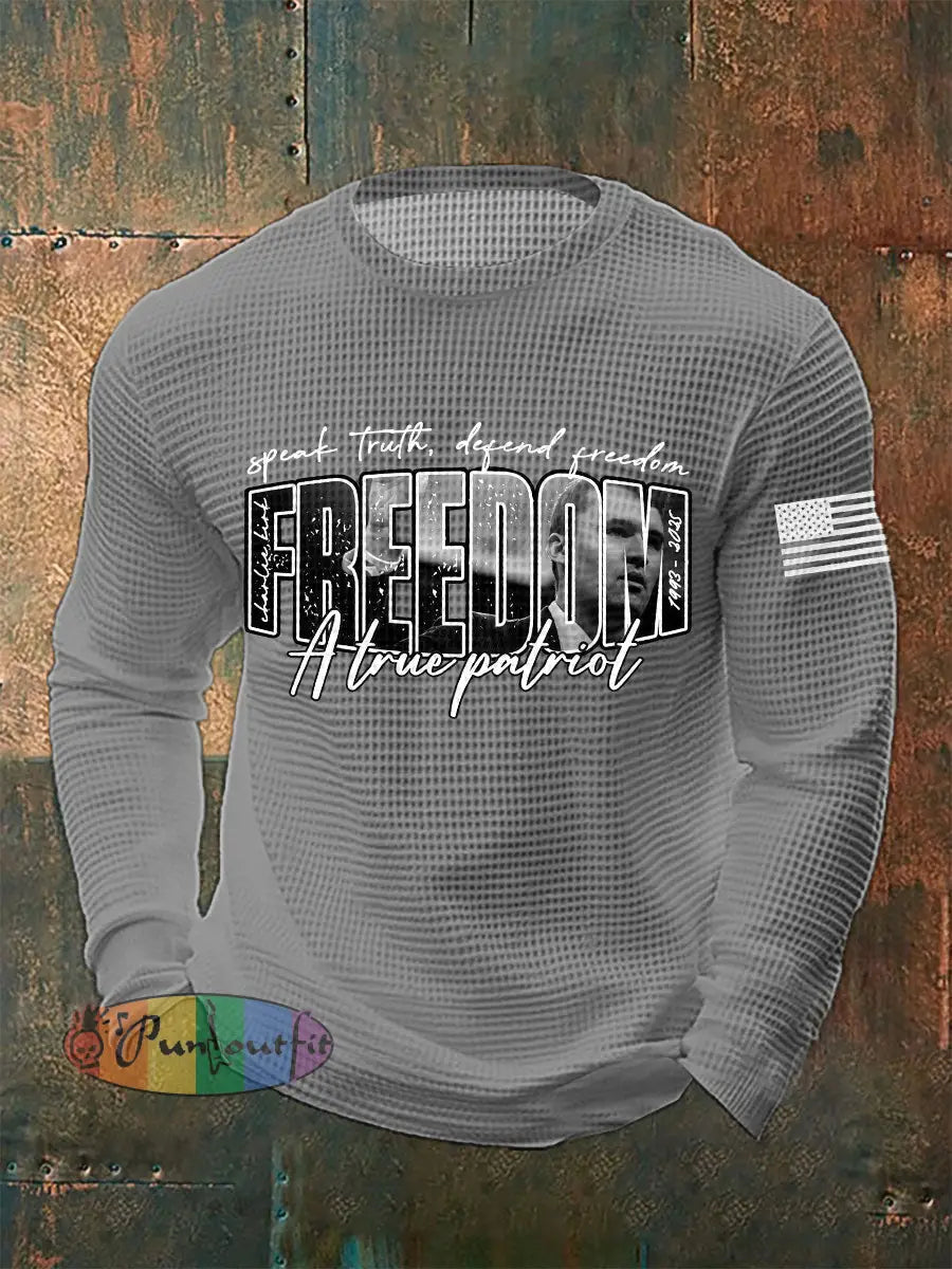 Men’s Patriot Waffle Long Sleeve T-shirt Gray / S