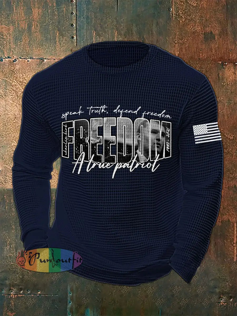 Men’s Patriot Waffle Long Sleeve T-shirt Navy Blue / S