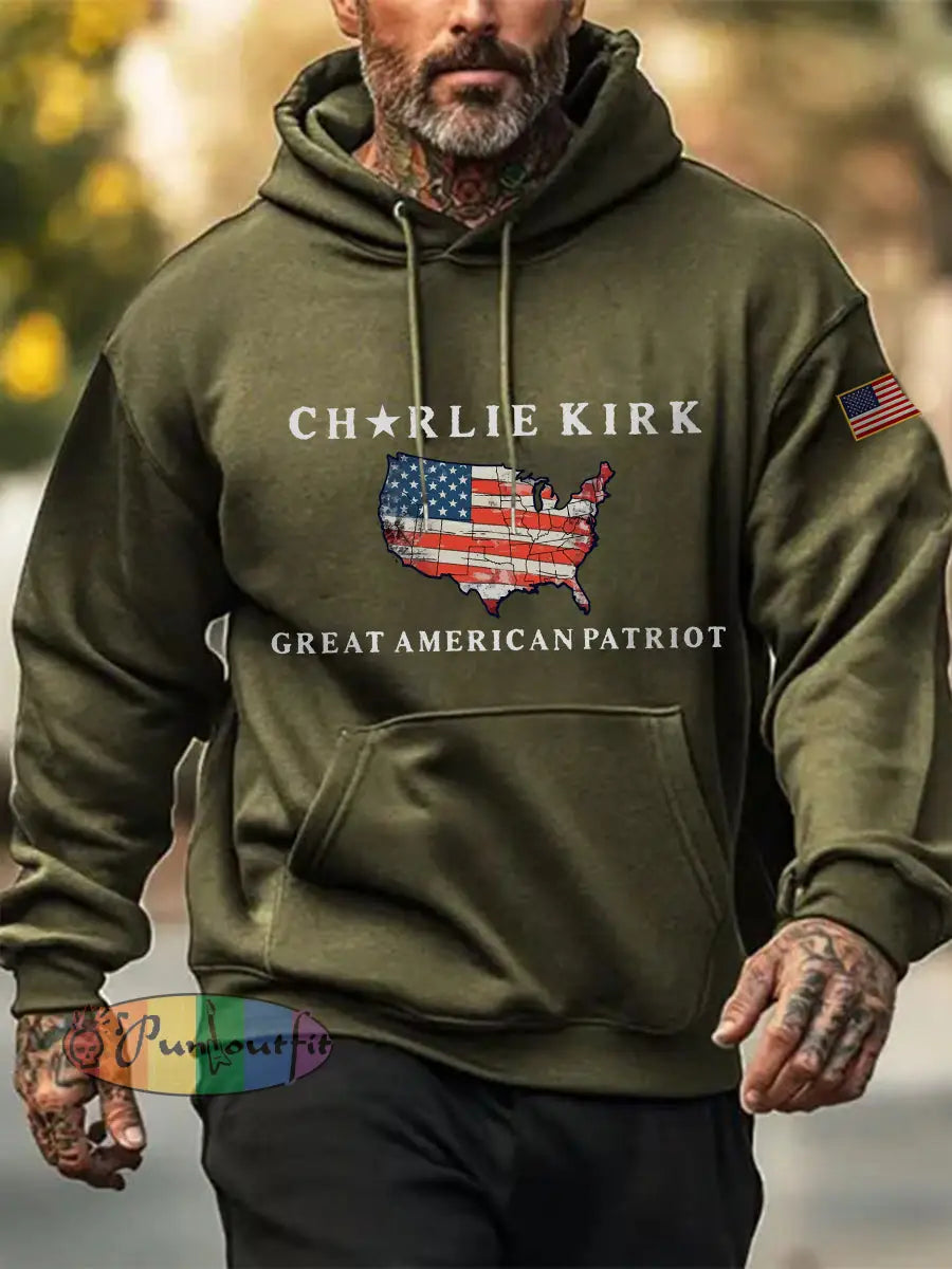 Men’s Patriotic Hoodie Army Green / S
