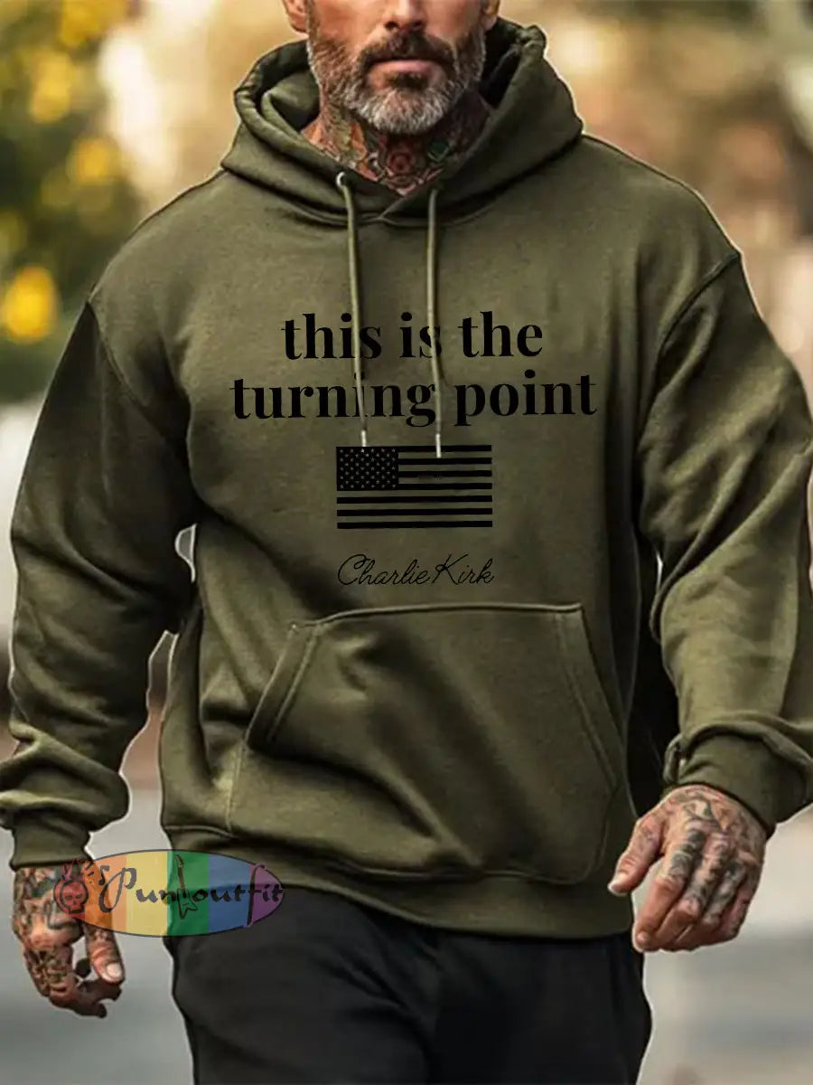 Men’s Patriotic Hoodie Army Green / S