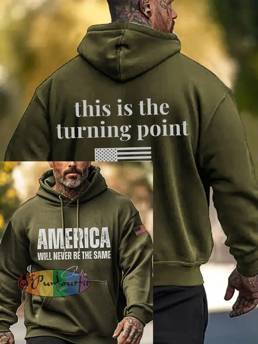 Men’s Patriotic Hoodie Army Green / S