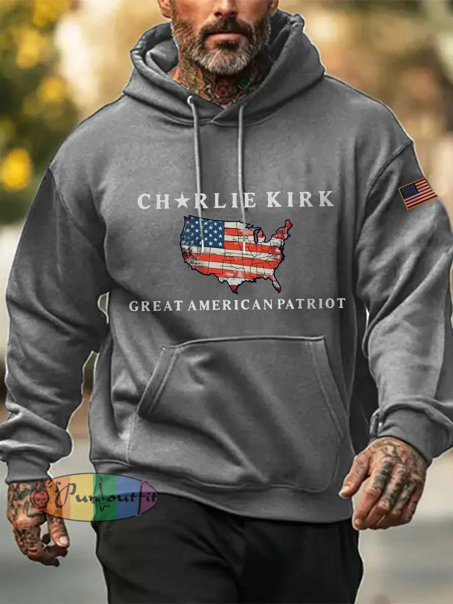 Men’s Patriotic Hoodie Gray / S