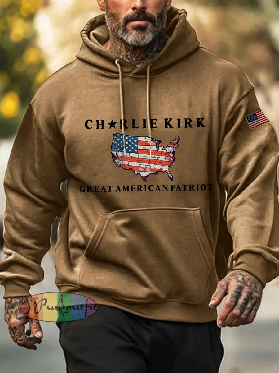 Men’s Patriotic Hoodie Khaki / S