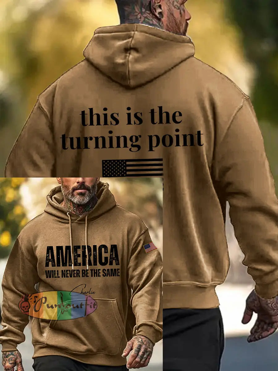 Men’s Patriotic Hoodie Khaki / S