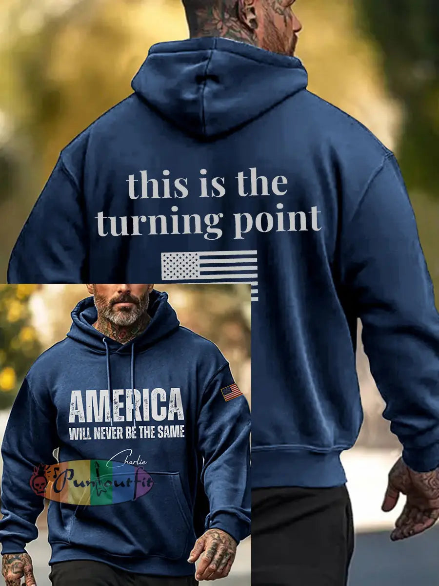 Men’s Patriotic Hoodie Navy Blue / S