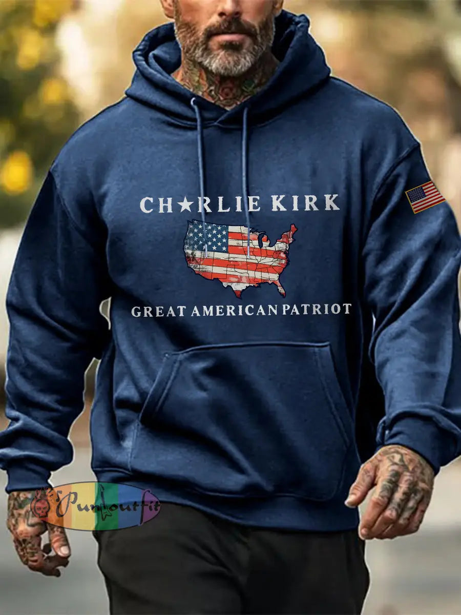 Men’s Patriotic Hoodie Navy Blue / S