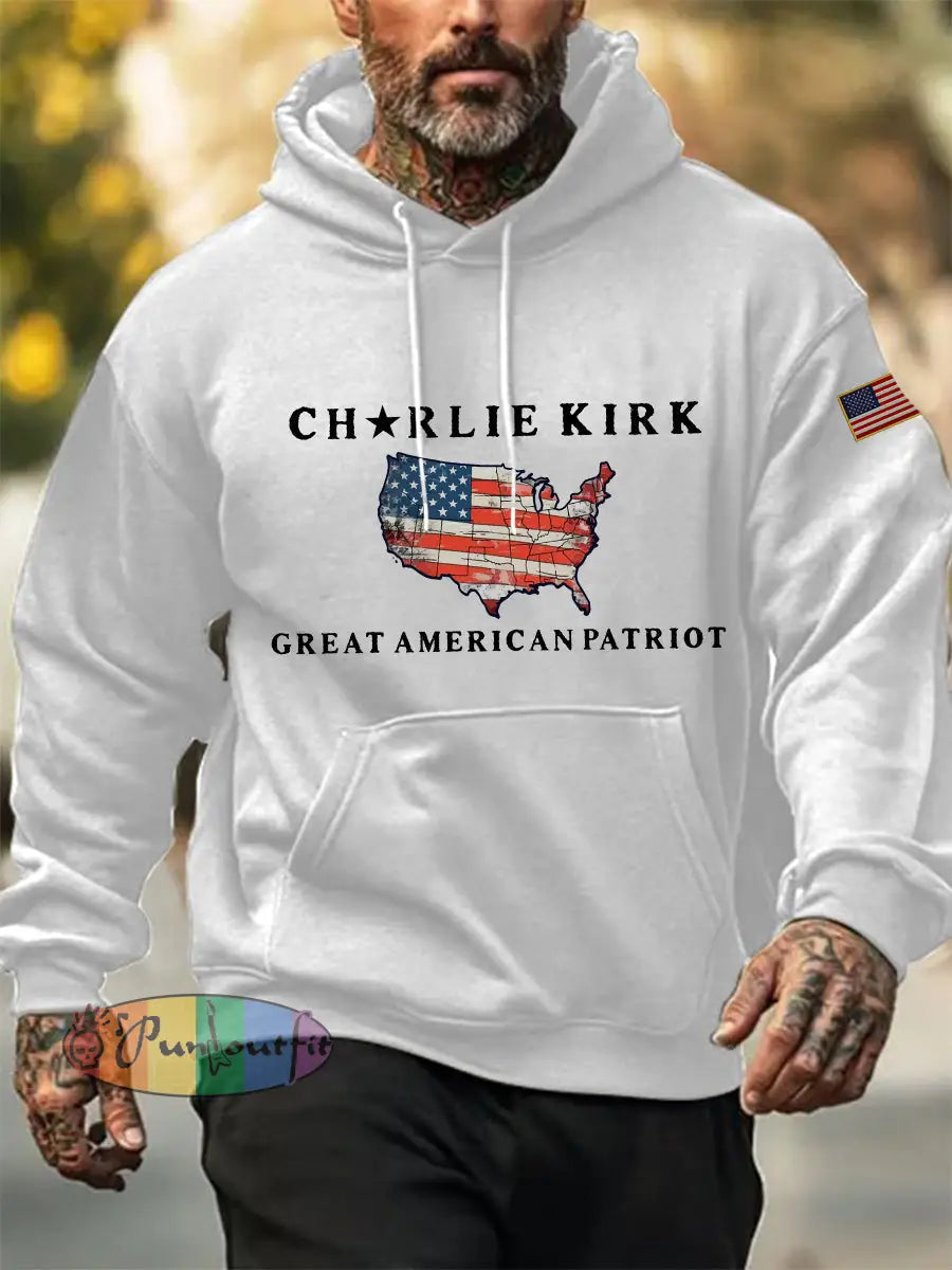 Men’s Patriotic Hoodie White / S