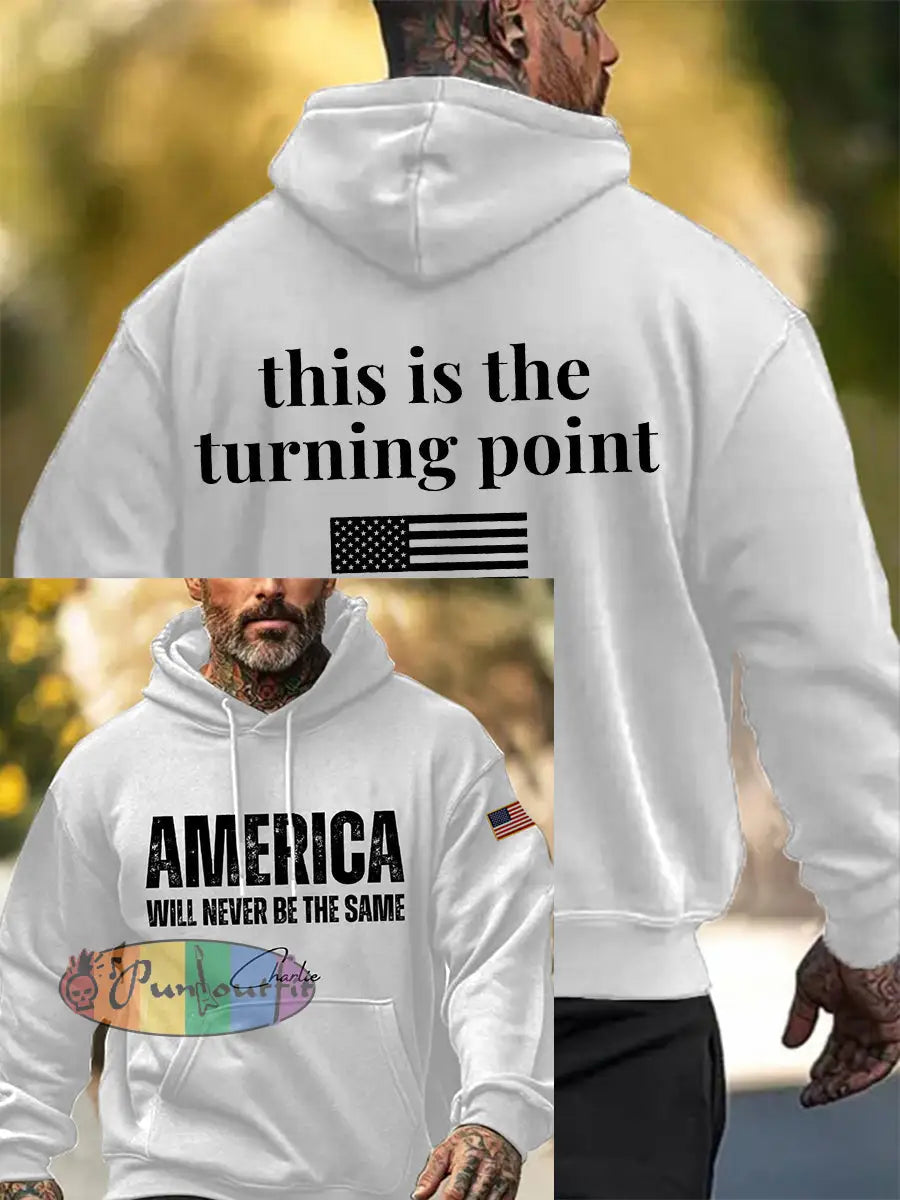 Men’s Patriotic Hoodie White / S