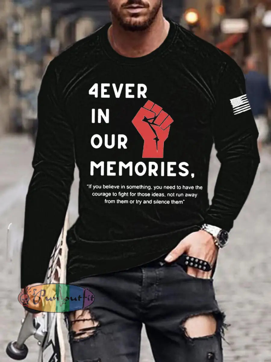 Men’s Pray for Charlie Kirk Printed long sleeve T-shirt Black / S