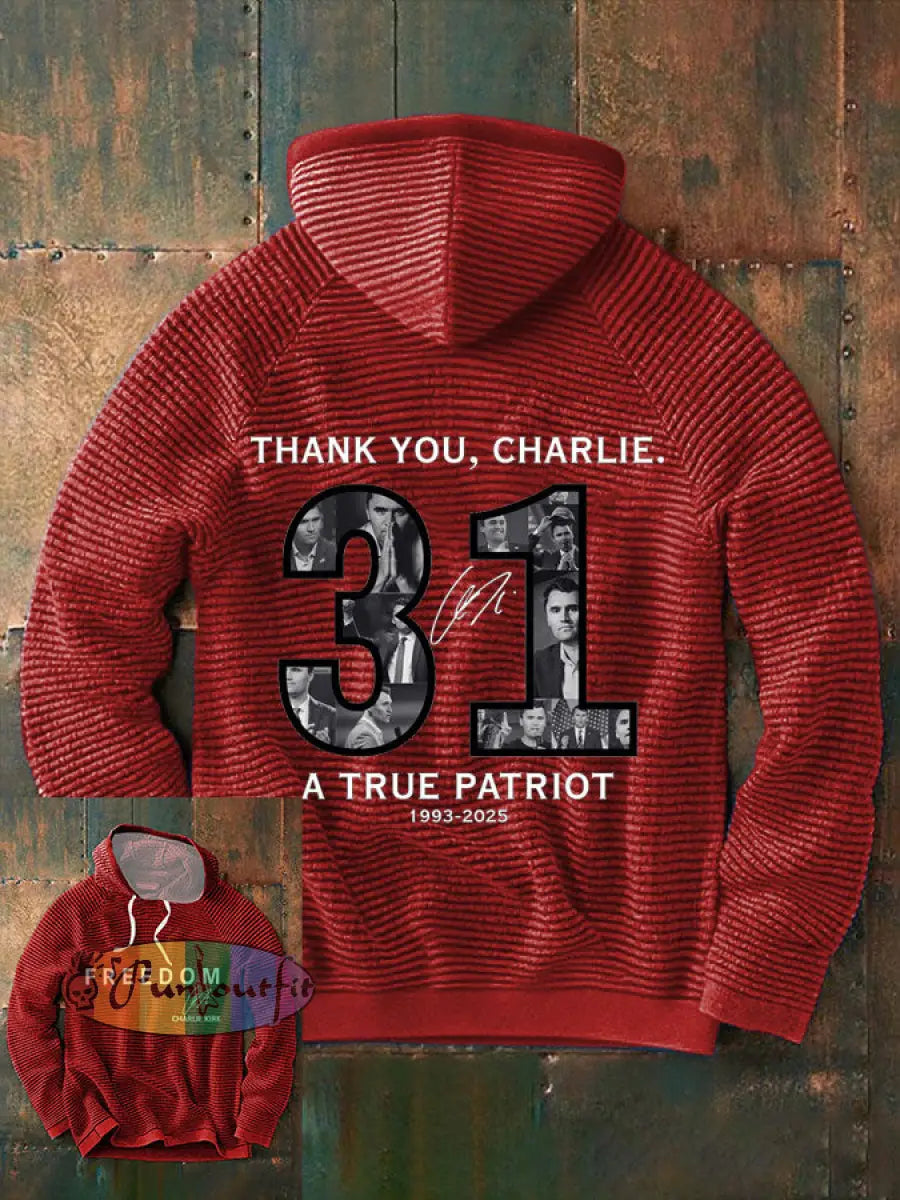 Men’s Thank You Charlie 31 True Patriot Printed Hoodie Red / S
