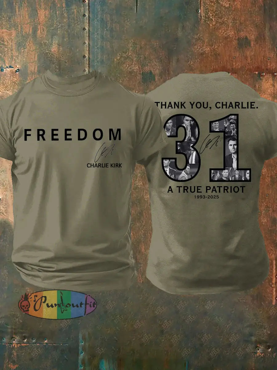 Men’s Thank You Charlie 31 True Patriot Printed T-Shirt Army Green / S