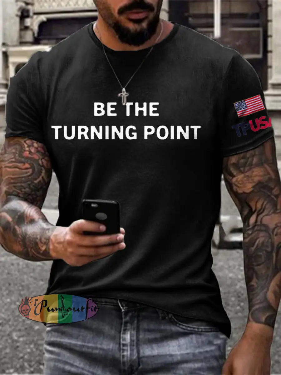 Men’s Turning Point USA Flag Printed T-shirt Black / S