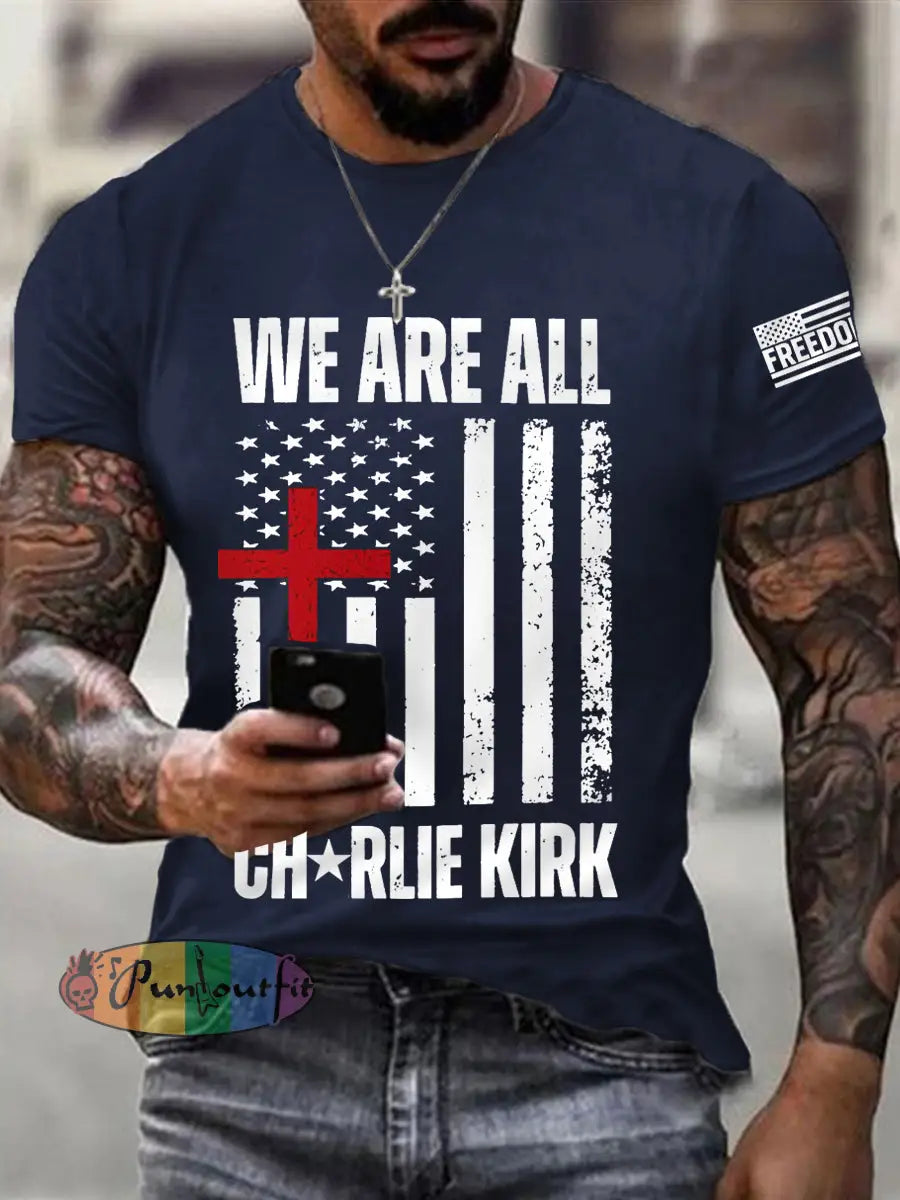 Men’s We Are All Charlie Kirk Army Now! R.I.P Charlie Kirk Tee Navy Blue / S
