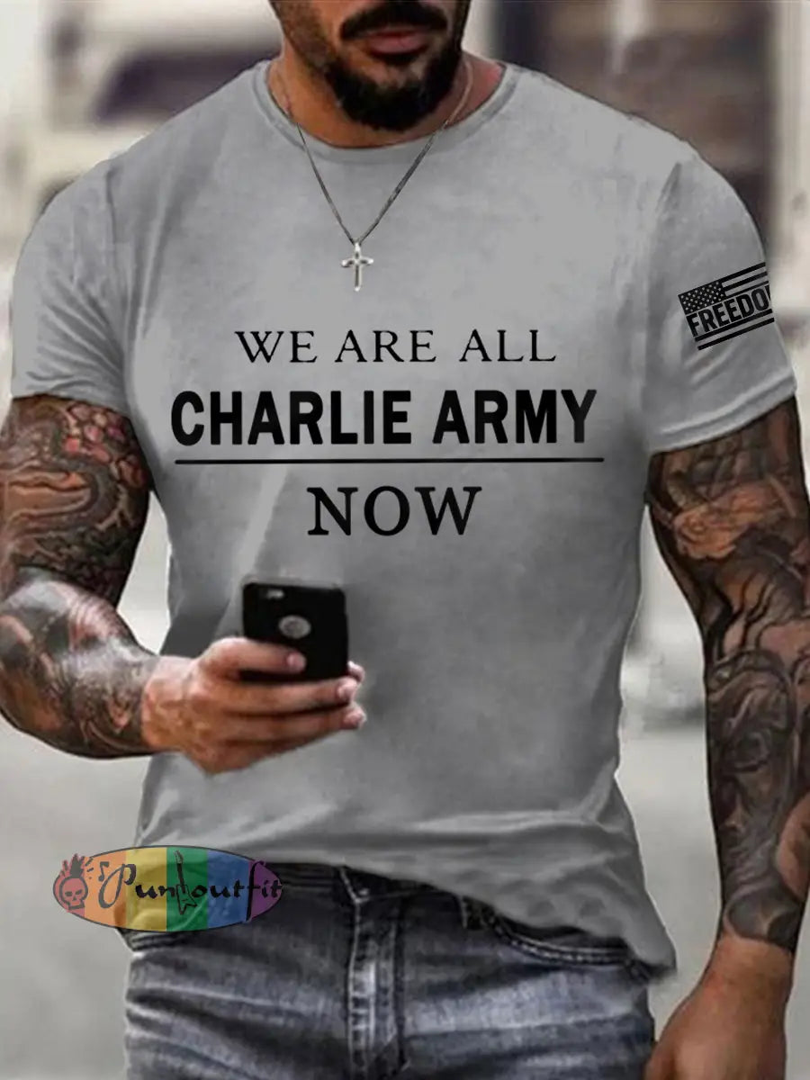 Men’s We Are All Charlie Kirk Now! R.I.P Charlie Kirk Tee Light Gray / S