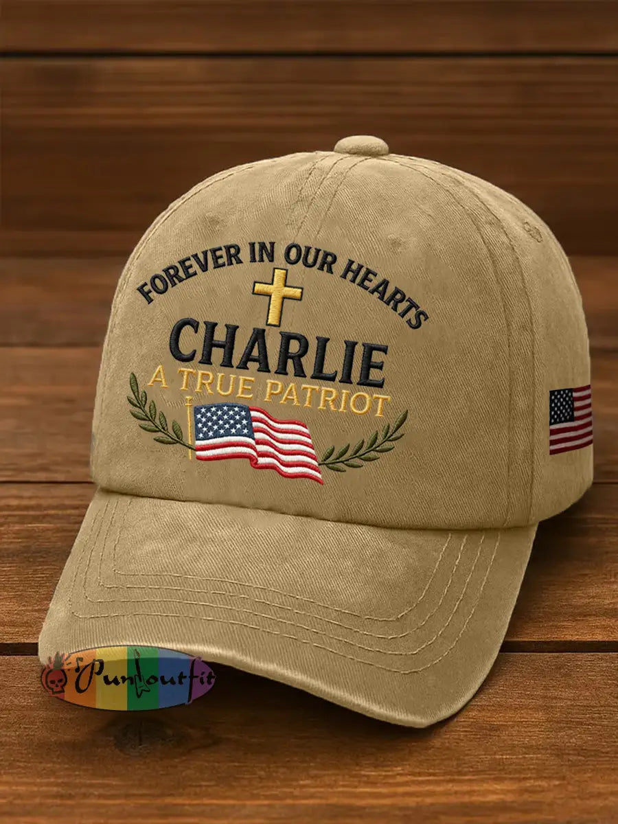 Unisex Forever In Our Hearts Charlie Kirk A True Patriot R.I.P Charlie Kirk Hat Khaki / ONE