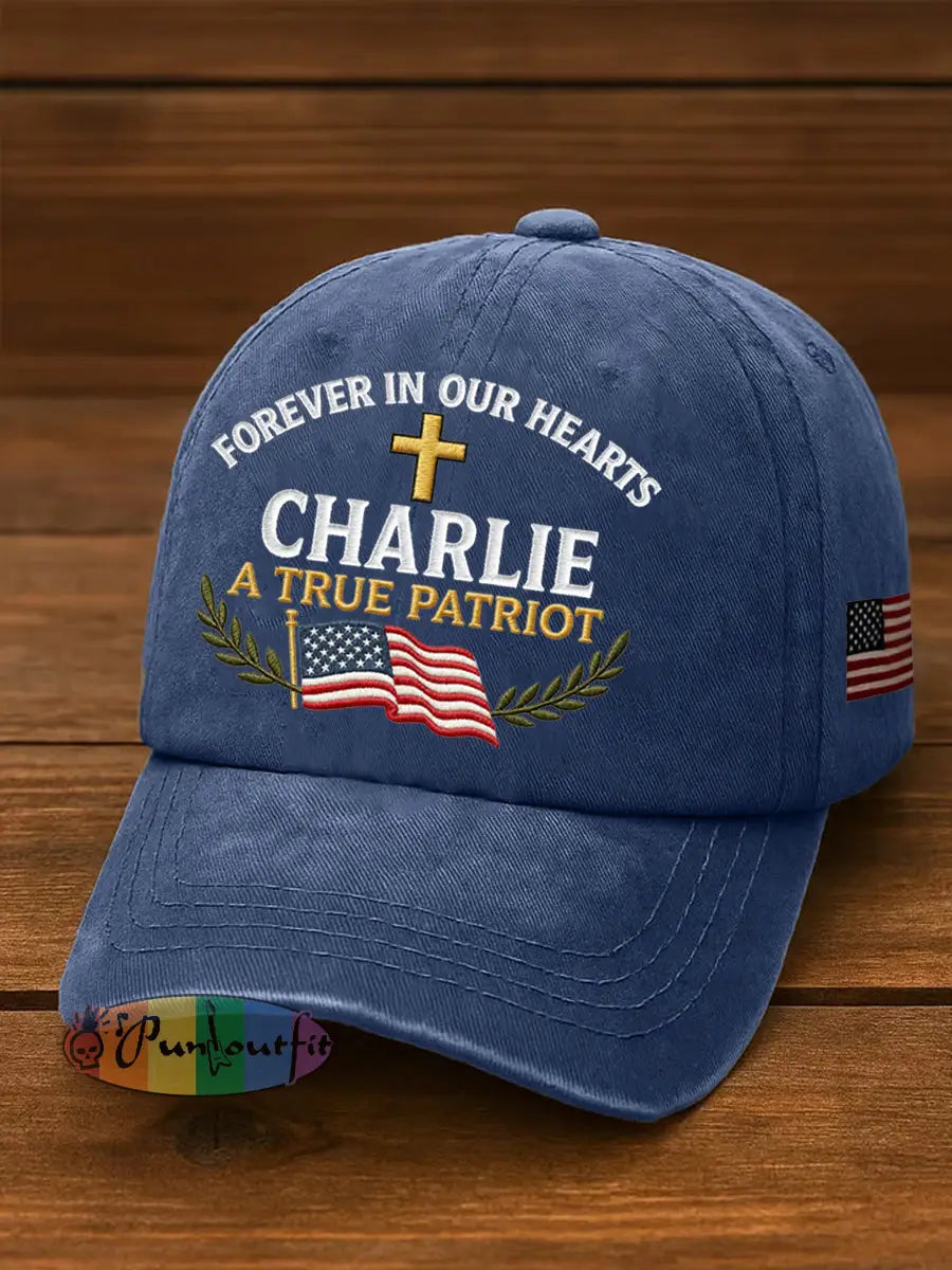 Unisex Forever In Our Hearts Charlie Kirk A True Patriot R.I.P Charlie Kirk Hat Navy Blue / ONE