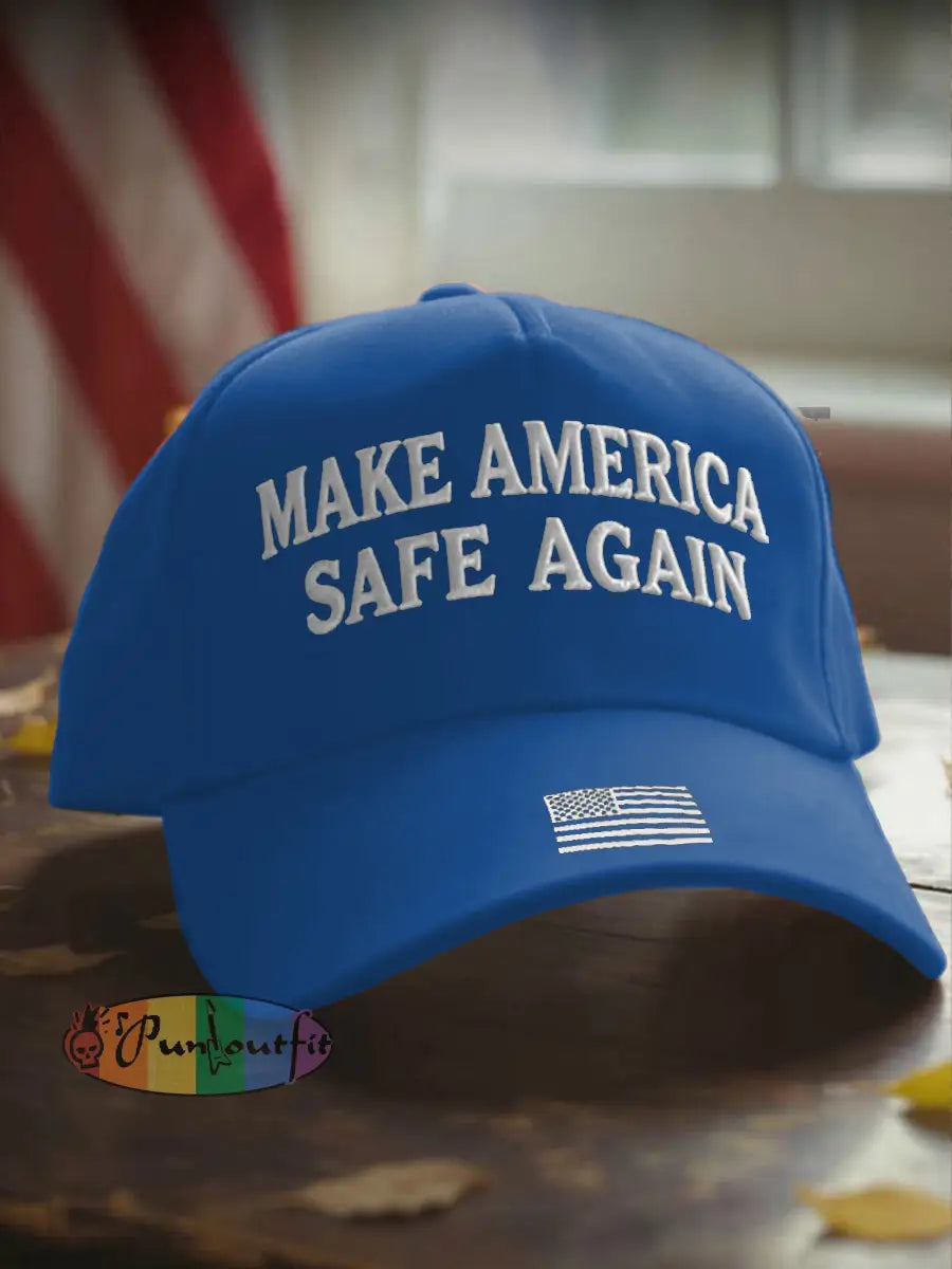 Unisex Make America Safe Again Flag Print Hat Blue / ONE