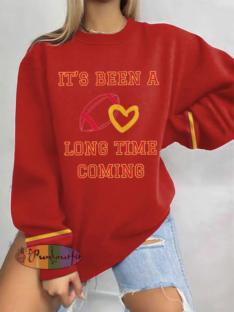 Women’s 8789 Long Time Printed Sweatshirt Red / S