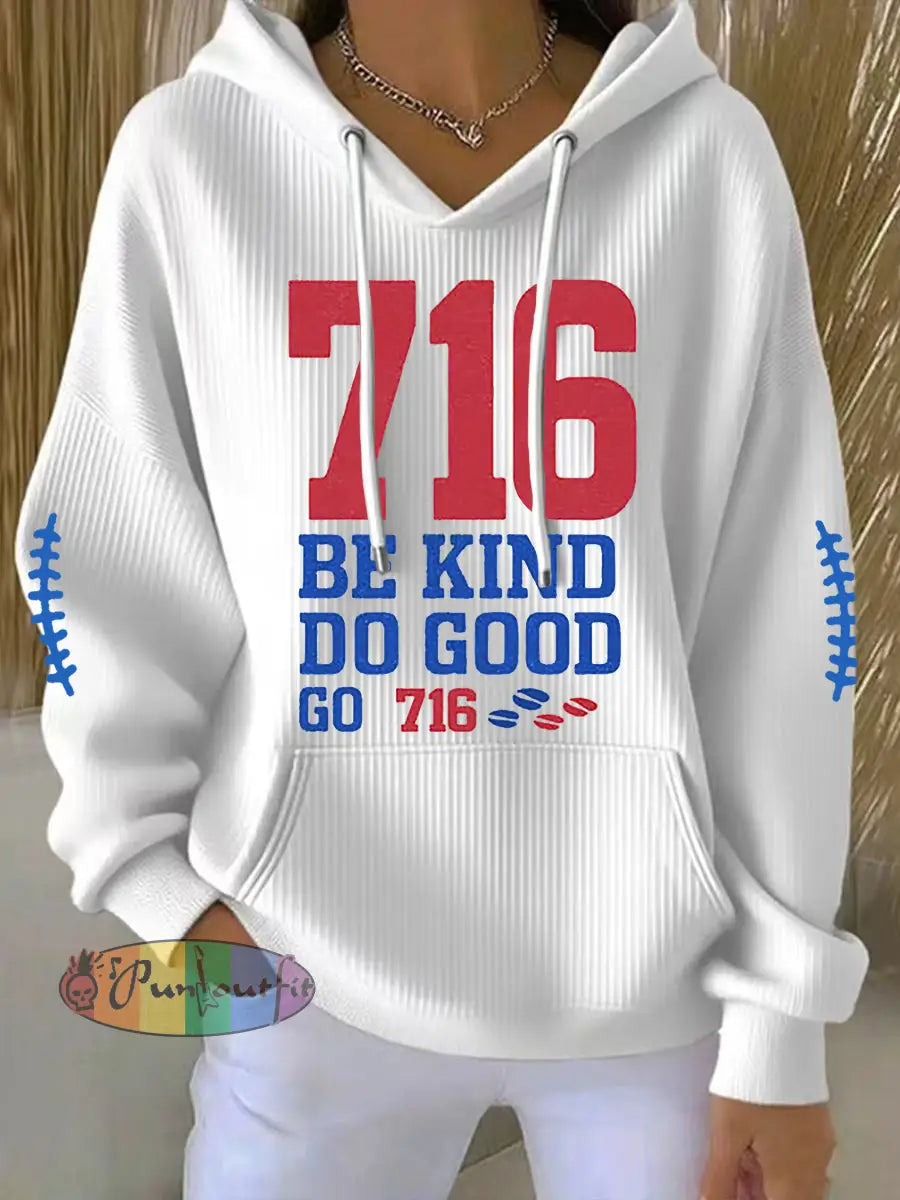 Women’s Be Good Do Good God Bless Go Buffalo Football Fans Lovers Gameday Casual Hoodie White / S